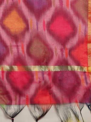 Ethnic Motifs Woven Design Regular Zari Work Kurta With Trousers & Dupatta 4