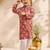 Boys red cotton patola print kurta pyjama set