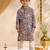 Boys blue cotton patola print kurta pyjama set