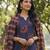 navy blue straight ethnic motifs print kurta trouser dupatta set