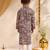 Boys blue cotton patola print kurta pyjama set