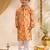 Boys mustard cotton patola print kurta pyjama set