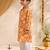 Boys mustard cotton patola print kurta pyjama set