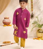 Boys falsa cotton applique embroidery kurta pyjama set