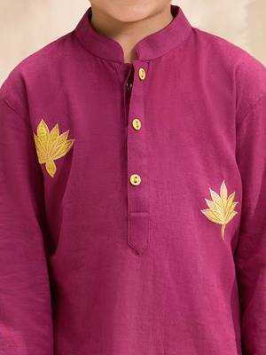 Boys falsa cotton applique embroidery kurta pyjama set 2