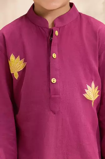 Boys falsa cotton applique embroidery kurta pyjama set