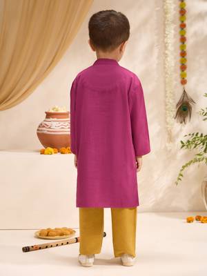 Boys falsa cotton applique embroidery kurta pyjama set 5