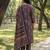 Yufta navy blue straight geometric print with kurta trouser dupatta set