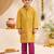Boys mustard cotton applique embroidery kurta pyjama set
