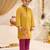 Boys mustard cotton applique embroidery kurta pyjama set