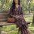 Yufta navy blue straight geometric print with kurta trouser dupatta set