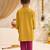 Boys mustard cotton applique embroidery kurta pyjama set
