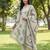 grey straight design striped and floral print with this kurta trouser dupatta set