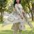 grey straight design striped and floral print with this kurta trouser dupatta set