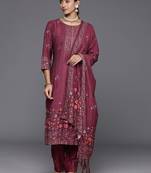 Floral Printed Regular Sequinned Kurta with Trousers & Dupatta