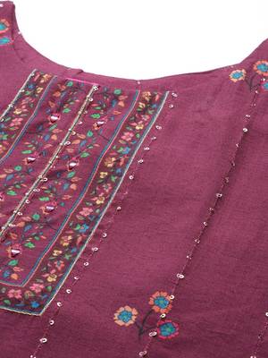 Floral Printed Regular Sequinned Kurta with Trousers & Dupatta 2