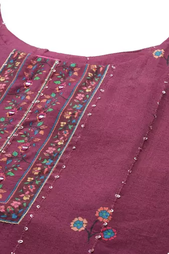 Floral Printed Regular Sequinned Kurta with Trousers & Dupatta