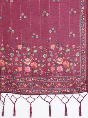 Floral Printed Regular Sequinned Kurta with Trousers & Dupatta 4