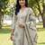 grey straight design striped and floral print with this kurta trouser dupatta set