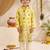 Boys yellow silk blend pichwai print sequin kurta pyjama set