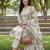 grey straight design striped and floral print with this kurta trouser dupatta set