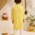 Boys yellow silk blend pichwai print sequin kurta pyjama set