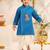 Boys turquoise cotton silk thread embroidery kurta dhoti set