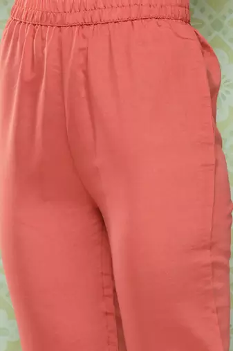 Orange Ethnic Motifs Yoke Design Gotta Patti Kurta with Trousers & With Dupatta