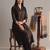 black solid a-line design features pintuck pleats kurta palazzo set
