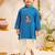 Boys turquoise cotton silk thread embroidery kurta dhoti set
