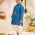 Boys turquoise cotton silk thread embroidery kurta dhoti set