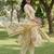 yellow straight design striped and floral print with this kurta trouser dupatta set