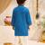 Boys turquoise cotton silk thread embroidery kurta dhoti set