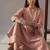 Yufta mauve solid a-line design features pintuck pleats kurta palazzo set