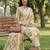 yellow straight design striped and floral print with this kurta trouser dupatta set