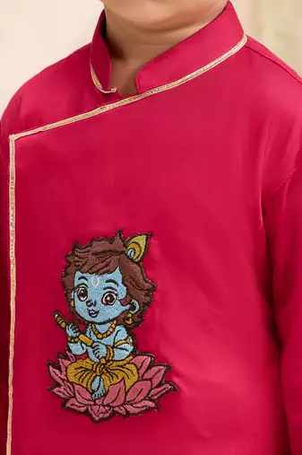 Boys falsa cotton silk thread embroidery kurta dhoti set