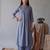 blue solid a-line design features pintuck pleats kurta palazzo set