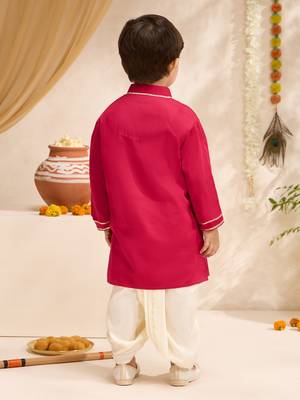 Boys falsa cotton silk thread embroidery kurta dhoti set 5