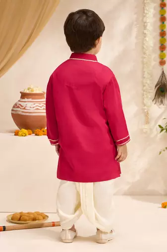 Boys falsa cotton silk thread embroidery kurta dhoti set