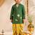 Boys green cotton applique embroidery kurta dhoti set