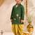 Boys green cotton applique embroidery kurta dhoti set