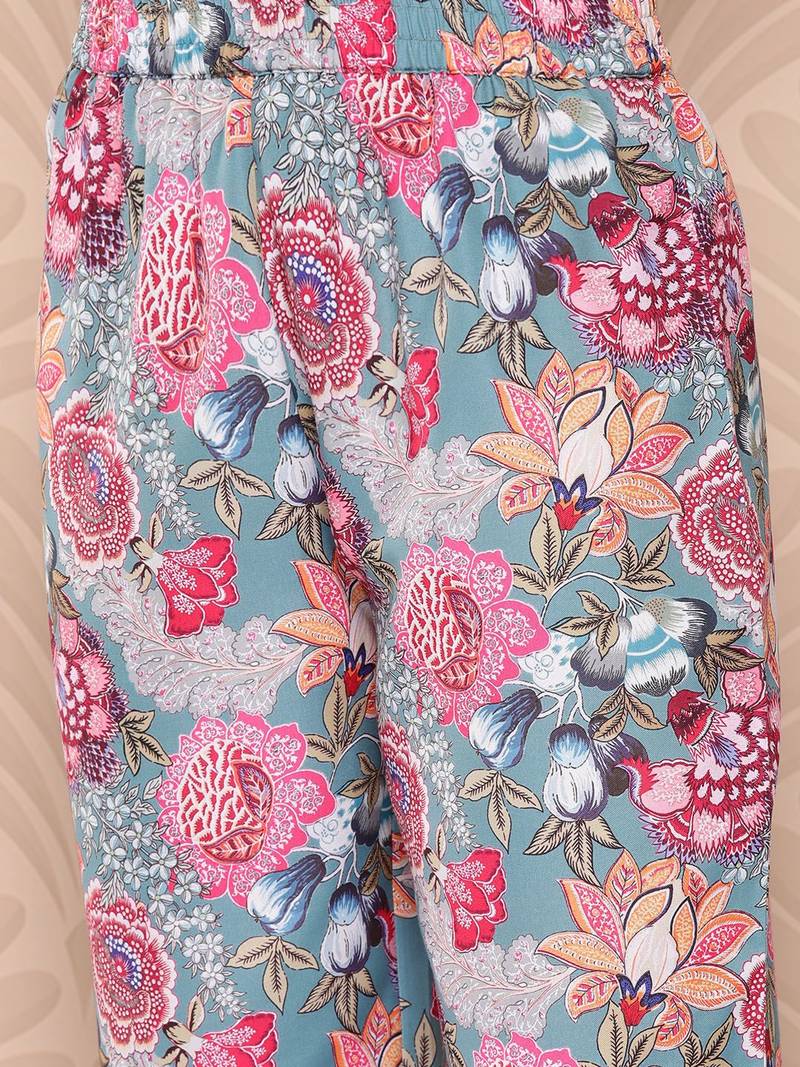 Floral Printed Regular Kurta with Trousers