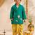 Boys turquoise cotton applique embroidery kurta dhoti set