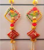 handmade parrot shubh labh hanging decorative home festive decor (pack of 2)