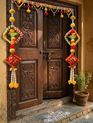 handmade parrot shubh labh hanging decorative home festive decor (pack of 2) 3