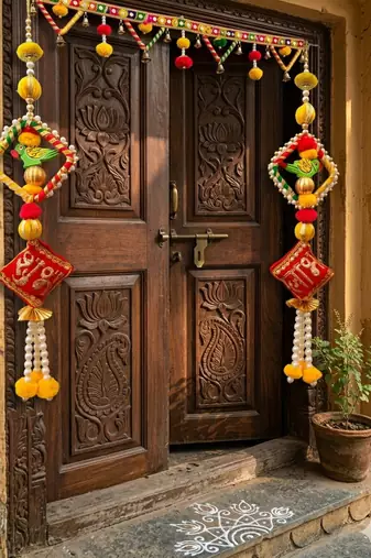 handmade parrot shubh labh hanging decorative home festive decor (pack of 2)