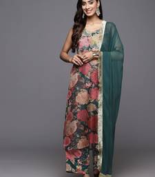 Floral Printed Zari Kurta With Palazzos & Dupatta