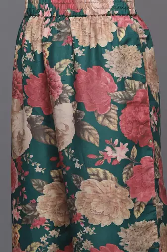 Floral Printed Zari Kurta With Palazzos & Dupatta