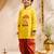 Boys yellow cotton applique embroidery kurta printed dhoti set