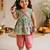 Sishu girls mint green & aqua floral print  angarakha kurta with pant